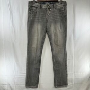 American Eagle Skinny 77 Jeans Womens 10 Grey Faded Stretch Low Rise